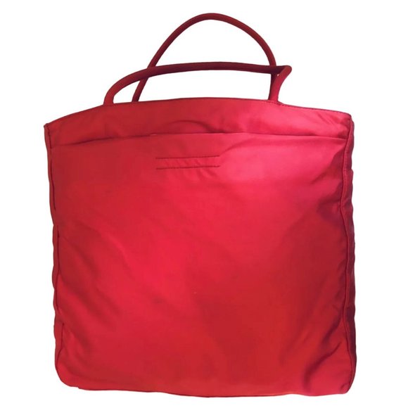 Authentic PRADA Red Nylon Tote Hand Bag Purse, Made in Italy - Picture 2 of 12